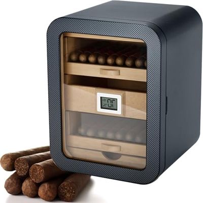 New Electric Cigar Humidor Cabinet with Temp & Humidity Control, Holds 110 Cigars, Spanish Cedar Shelves, for Men (Brown, with Sunroof)