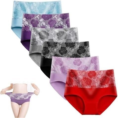 High Waist Leak Proof Incontinence Panties for Women - Bloomypink Tummy Control Underwear (6 Pack, 5XLarge)