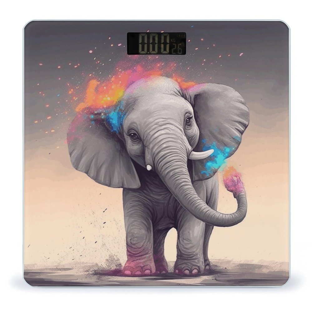 Animal Cartoon Elephant Bathroom Scale for Body Weight 400 Lb Weight Scale with High Precision Sensors Tempered Glass Highly Accurate Digital Weighing Machine for People