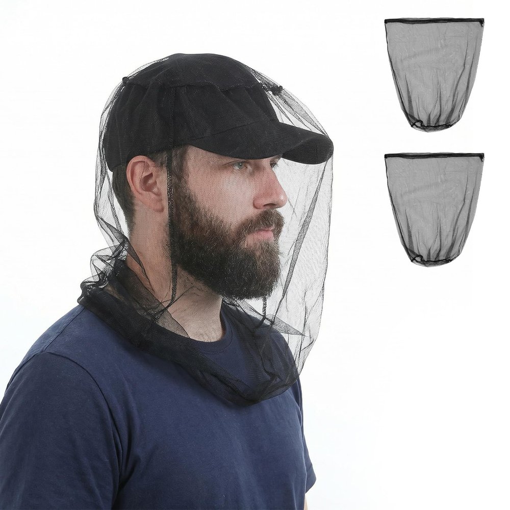 Sorcristy Mosquito Net, 2 Pack Mosquito Head Net for Insect, Ultra Large and Long Mesh Nets Universal Fit Clear View Extra Fine Holes Mesh for Men Women Camping Hiking Fishing Gardening