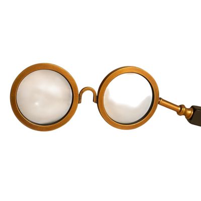 Vintage Brass Double Lens Magnifying Glass Folding Steampunk Lorgnette Handle | Victorian Reading Glass