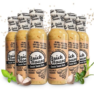 Brick House Classic Sweet Herb Vinaigrette Dressing & Marinade, 12 oz, Pack of 6 - Low-Sodium, Low-Carb, Dairy-Free, Gluten-Free, Non-GMO, Clean Label Vinaigrette Salad Dressing, Keto-Friendly, Made in USA