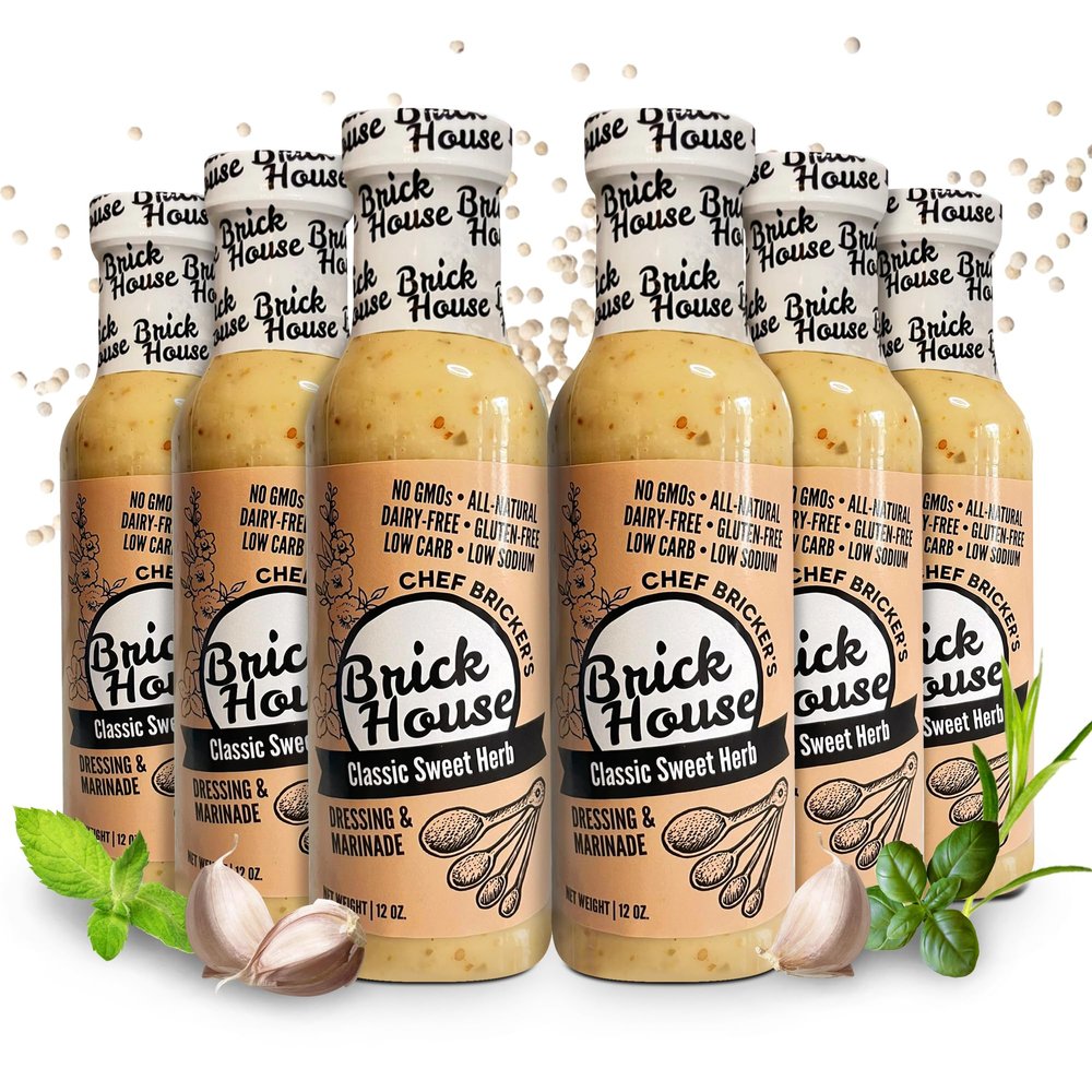 Brick House Classic Sweet Herb Vinaigrette Dressing & Marinade, 12 oz, Pack of 6 - Low-Sodium, Low-Carb, Dairy-Free, Gluten-Free, Non-GMO, Clean Label Vinaigrette Salad Dressing, Keto-Friendly, Made in USA
