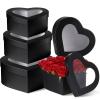 Acellegic 4 Pcs Mother Day Heart Shaped Flower Box with Clear Lids & Floral Foam Black 4 Different Sizes Nesting Gift Boxes for Arrangements Home Wedding Bridesmaid Birthday Graduation Decoration view 1