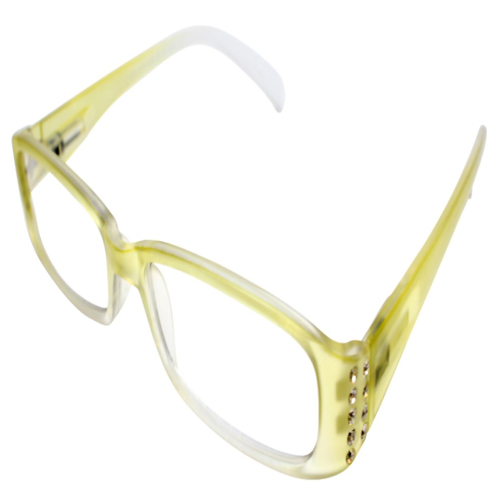 Calabria Womens 2-Tone Full Rim Eyeglasses Olive Green Fade | Clear Vision Polycarbonate Lenses | Modern Frame Design | Magnification +1.00 | Crystal Accents