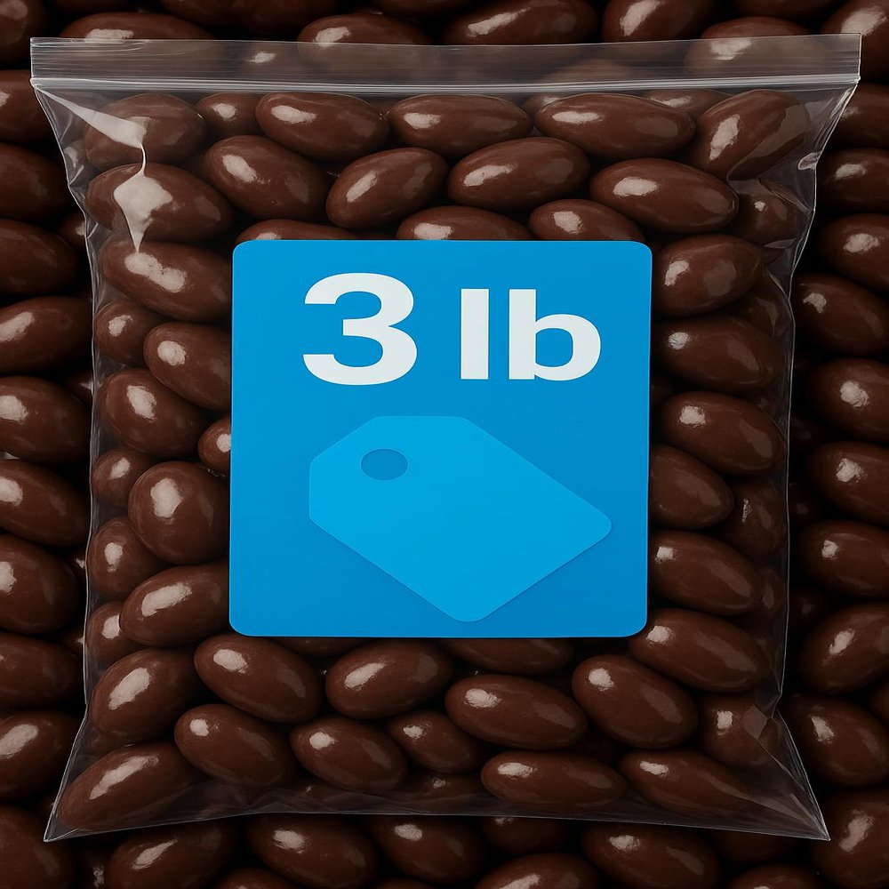 Dark Chocolate Covered Almonds (3 LB) Pack Whole Dry Roasted Almonds Coated in Rich Dark Chocolate Gourmet Candy for Office, Buffets, Snacking & Gift Baskets Classic Chocolate Coated Nuts 641740