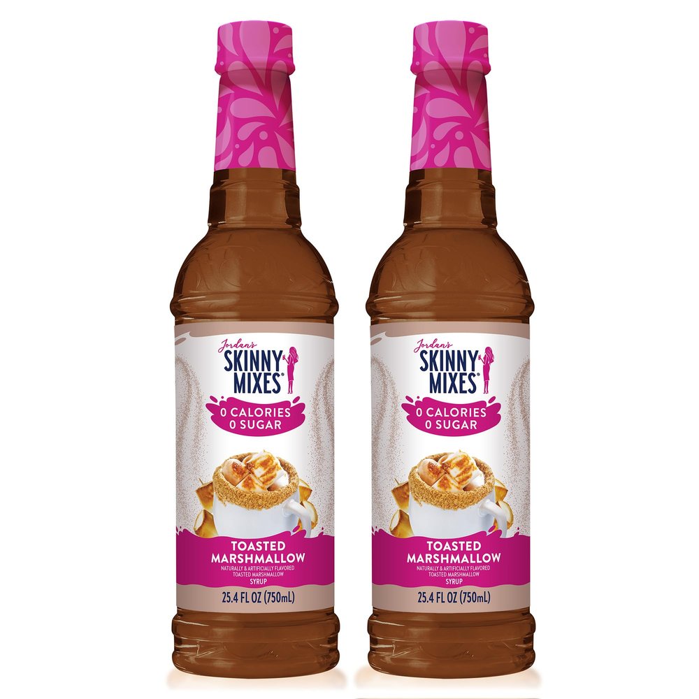 Jordans Skinny Mixes Sugar Free Coffee Syrup, Toasted Marshmallow Coffee Flavoring Syrup, Zero Calorie Drink Mix, Lattes, Baking, Protein Shake or Cocktail, Dairy & Gluten Free, Kosher, 25.4 Fl Oz, 2 Pack
