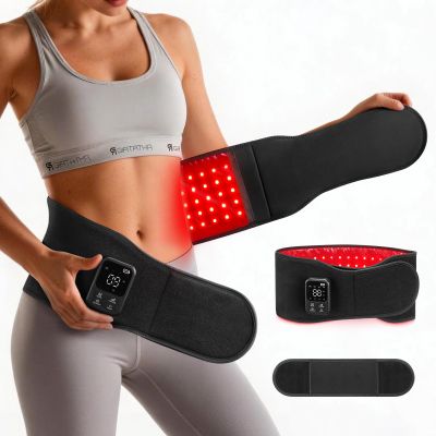 GIATATHA Cordless Red Light Therapy Belt for Body - 660nm & 850nm NIR Therapy Wrap with Dual Massage Motors and Heat - Portable 5000mAh Rechargeable for Back Waist Muscle Comfort and Stomach Shaping