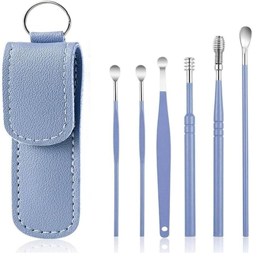 6 Pcs Ear Wax Removal Kit: Ear Cleaner Tools: Mini Portable Ear Scope with Stainless Steel 360 Spiral Ear Massage Cleaning Tool for Adults Kids - Ear Wax Remover with Storage Box