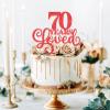 MYAMPED 70 Years Loved Cake Topper - Red Glitter 70th Birthday & Anniversary Cake Decoration for Women Men Party Supplies, Photo Booth Props view 2