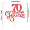 MYAMPED 70 Years Loved Cake Topper - Red Glitter 70th Birthday & Anniversary Cake Decoration for Women Men Party Supplies, Photo Booth Props view 3