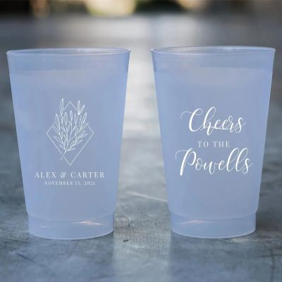 100pcs Custom Frosted Wedding Cups - Personalized Shatterproof & Disposable 12oz Cups for Modern Bridal Shower, Party & Reception (10oz)