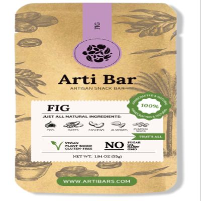 Arti Bar Fig | Whole Food Energy Bar | Vegan, Gluten-Free, No Added Sugar, Clean Ingredients | Plant-Based Healthy Snack