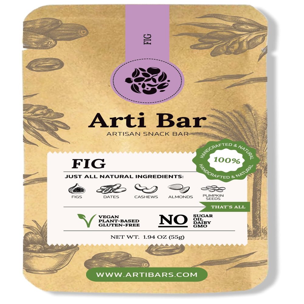 Arti Bar Fig | Whole Food Energy Bar | Vegan, Gluten-Free, No Added Sugar, Clean Ingredients | Plant-Based Healthy Snack