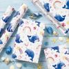 Pineraap Whale Wrapping Paper Roll, 17 Inch x 16.4 Feet Watercolor Narwhal Rainbow Heart Pattern Gift Wrap Cute Animal Gift Wrapping Paper for Boys Girls Birthday, Baby Shower view 2