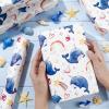 Pineraap Whale Wrapping Paper Roll, 17 Inch x 16.4 Feet Watercolor Narwhal Rainbow Heart Pattern Gift Wrap Cute Animal Gift Wrapping Paper for Boys Girls Birthday, Baby Shower view 4