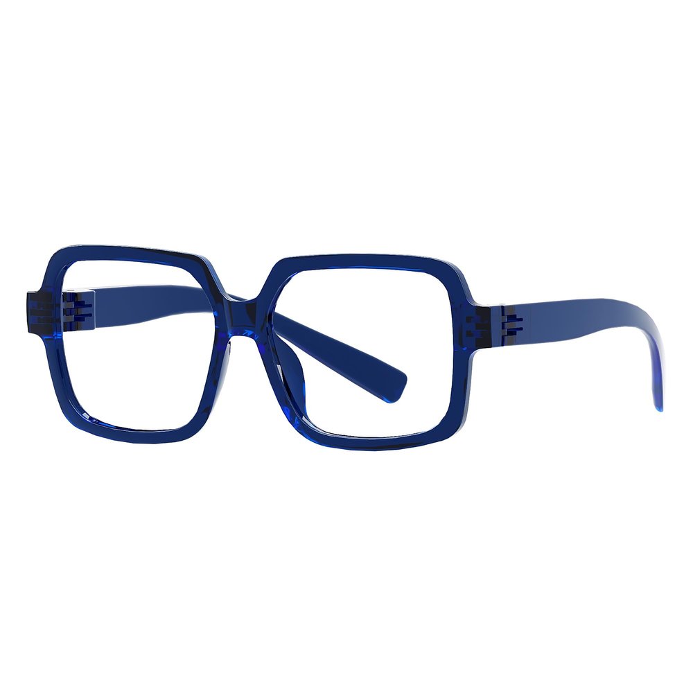 Eyekepper Metalless Screwless Spring Hinges Reading Glasses Oversized Square Readers for Men Women Blue +2.50