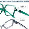 Eyekepper Metalless Screwless Spring Hinges Reading Glasses Oversized Square Readers for Men Women Blue +2.50 view 4