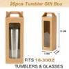 20Pcs Tumbler Gift Box with Handle for 18oz 20oz 30oz Sublimation Glass,Cup boxes for packaging 16oz, Drinking Cup Glasses Mug Can Blanks Tumbler Packaging Boxes with window for gifts(Brown) view 2