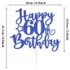 MYAMPED Happy 60th Birthday Cake Topper - Royal Blue Glitter 60th Birthday Cake Decoration, Cheers to 60 Years Birthday Cake Pick 60 Fabulous Decor, Photo Booth Props view 3