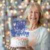 MYAMPED Happy 60th Birthday Cake Topper - Royal Blue Glitter 60th Birthday Cake Decoration, Cheers to 60 Years Birthday Cake Pick 60 Fabulous Decor, Photo Booth Props view 4