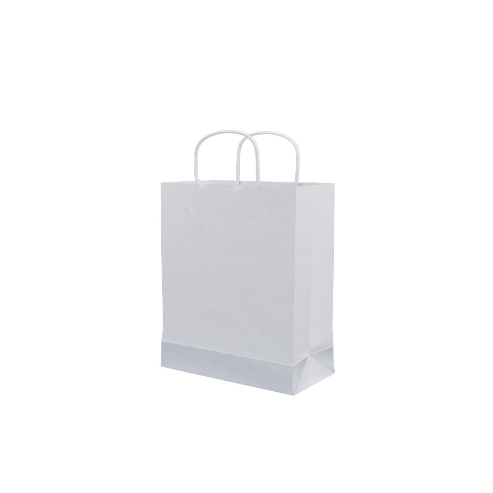 CUHMRODA 10.24x4.72x13 Inch Paper Bags Packaging Supplies White Kraft Bags, Gift Bag with Handles 250 Pieces for Shopping Food and Retail
