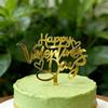 Happy Valentine's Day Cake Topper,Golden Heart Cake Sign Acrylic Valentine Heart for Wedding Anniversary Party Decorations view 3