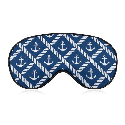 Nautical Anchor Chevron Net Navy Adjustable Blackout Eye Mask, Sleep Eye Mask