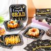 Zhehao 144 Pcs 2026 Graduation Plates and Napkins Set Serve 72, Black and Gold Graduation Party Supplies 7" Square Congrats Grad Paper Plates and Napkins Class of 2026 Disposable Dinnerware Decoration view 2