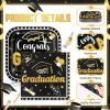 Zhehao 144 Pcs 2026 Graduation Plates and Napkins Set Serve 72, Black and Gold Graduation Party Supplies 7" Square Congrats Grad Paper Plates and Napkins Class of 2026 Disposable Dinnerware Decoration view 4