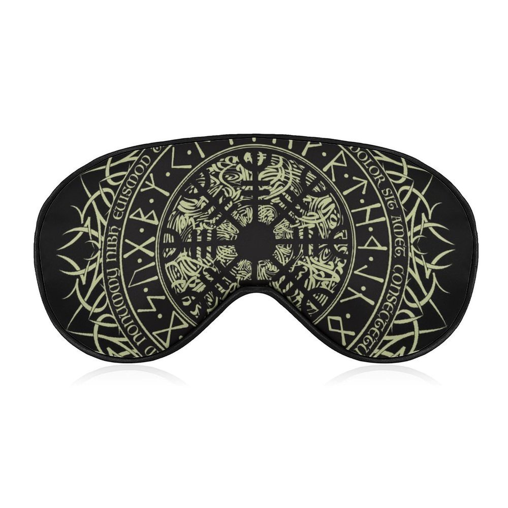 Norse Viking Vegvisir Runic Compass Adjustable Blackout Eye Mask, Sleep Eye Mask