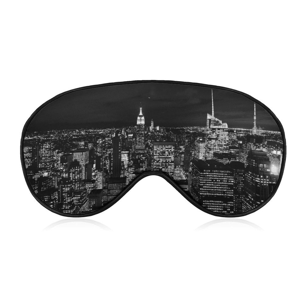 New York City Skyline Black Adjustable Blackout Eye Mask, Sleep Eye Mask