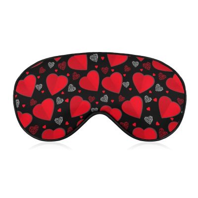 Valentine's Day Elegant Red Love Heart Black Adjustable Blackout Eye Mask, Sleep Eye Mask