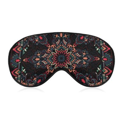 Paisley Bandana Cool Red Black Pattern Adjustable Blackout Eye Mask, Sleep Eye Mask