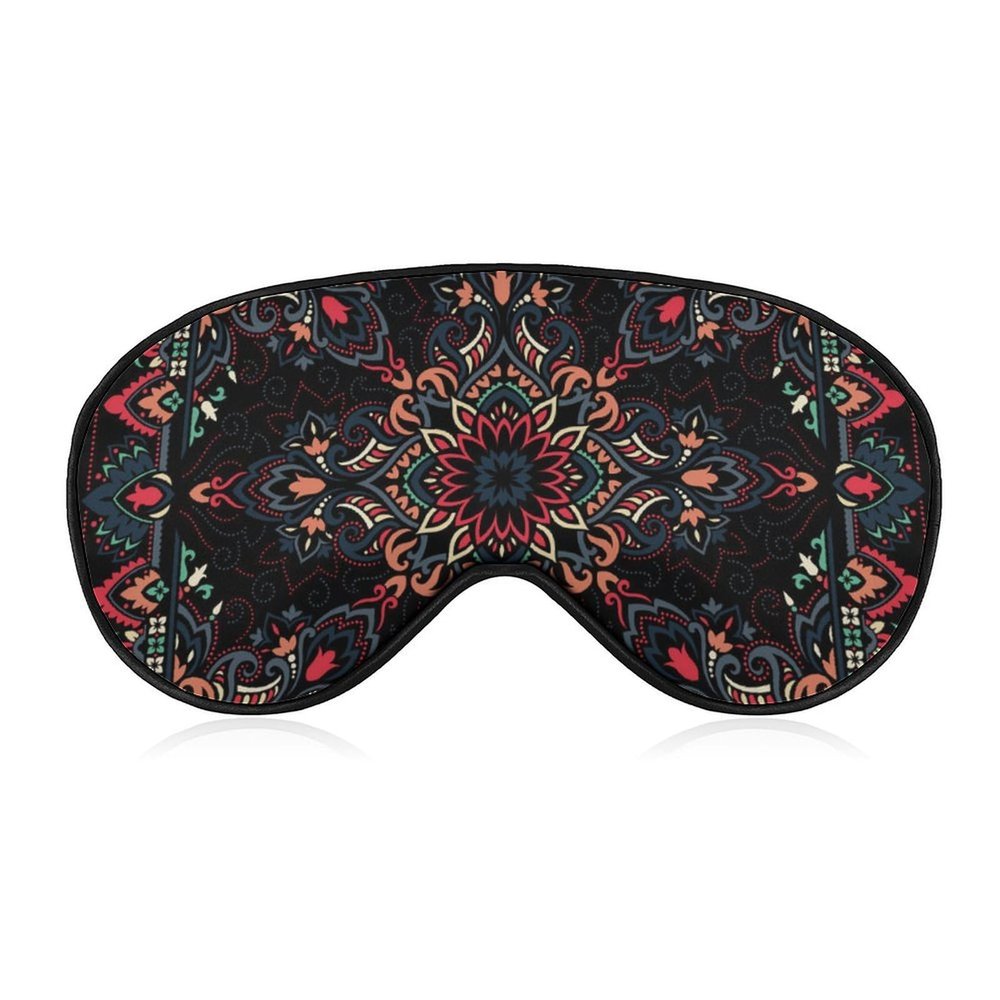 Paisley Bandana Cool Red Black Pattern Adjustable Blackout Eye Mask, Sleep Eye Mask