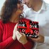 SaringSwoon Valentines Day Wrapping Paper for Couple - Black Gift Wrap With Red White LOVE, Hearts for Valentine, Wedding, Braidal Shower, Anniversary and Birthday - 28x40 Inches, 4 Folded Sheets view 2