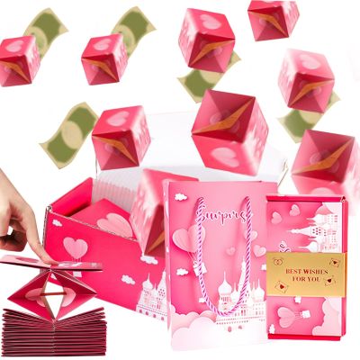 2026 New Pink Surprise Gift Box, Merry Christmas Money Bouncing Box, Unique Folding Bouncing Red Envelope Gift Box for Christmas Birthday Valentine Proposal New Year & Anniversary Parties (#B_Pack(10Count))