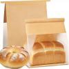 100 Pack Heavy Duty Paper Bread Bags with Tin Tie Tab Lock Sourdough Bread Bags with Window, Bread Bag for Homemade Breads, Loaf Bags for Bakery, 11x4.3x8.7 view 1