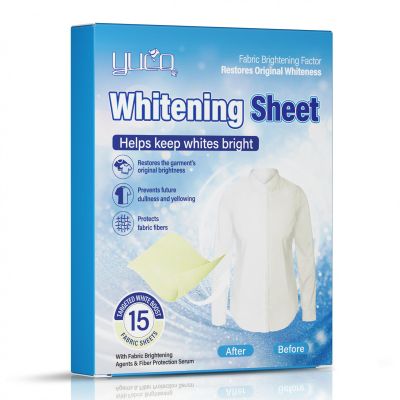Laundry Whitener Sheets 15 Count, Chlorine Free Whitening Sheets for White Clothes Remove Yellowing Brightening Laundry Care Sheets for All Machine Safe Use