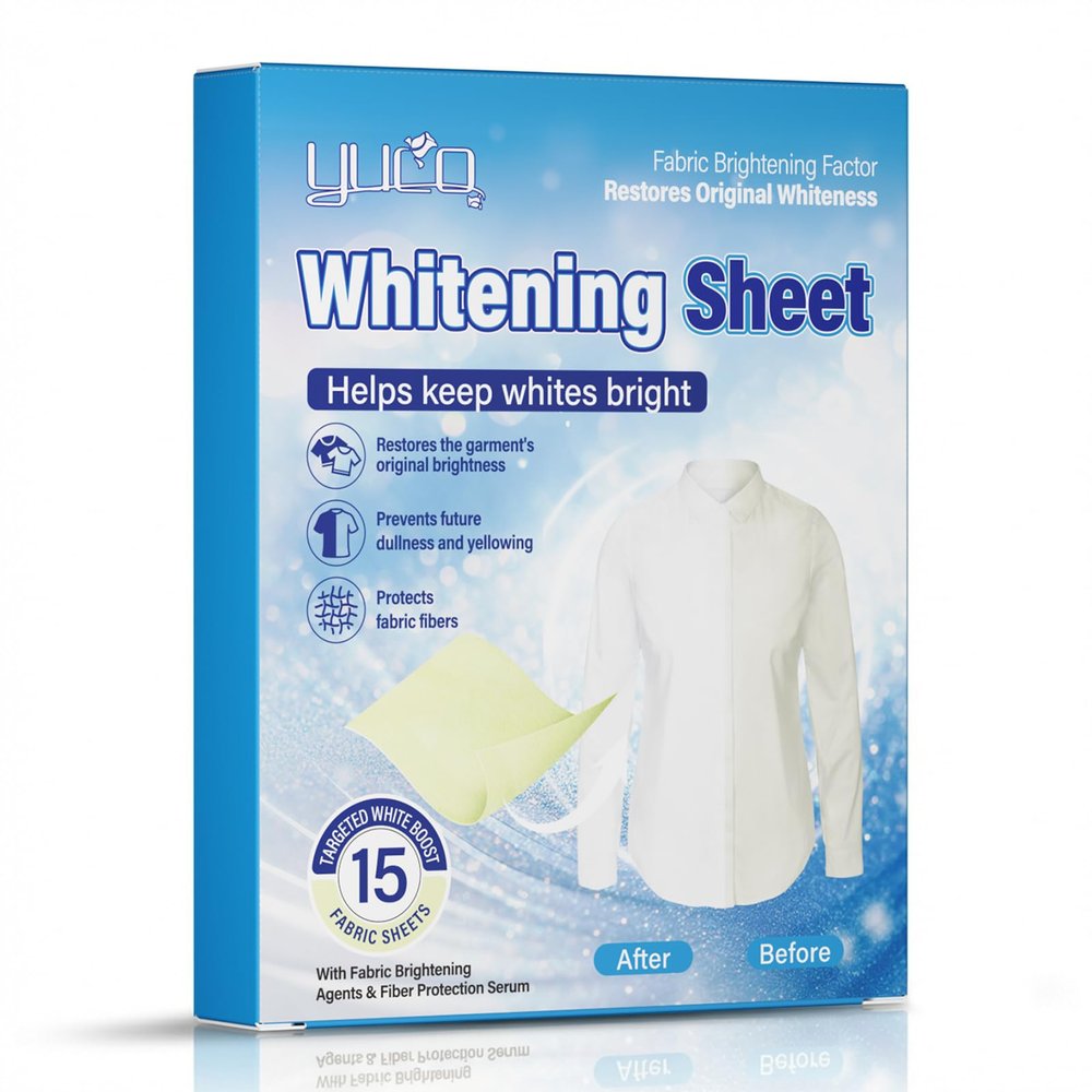 Laundry Whitener Sheets 15 Count, Chlorine Free Whitening Sheets for White Clothes Remove Yellowing Brightening Laundry Care Sheets for All Machine Safe Use