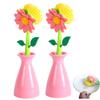 2-Pack Dish Brush with Holder, Flower Shaped Kitchen Sink Brush with Long Handle, Non-Scratch Pot Scrubber for Dishes & Pans, Decoraciones de invierno view 1