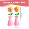 2-Pack Dish Brush with Holder, Flower Shaped Kitchen Sink Brush with Long Handle, Non-Scratch Pot Scrubber for Dishes & Pans, Decoraciones de invierno view 3