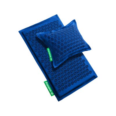 Pranamat Acupressure Large Mat and Pillow Set, Premium Acupressure Therapy for Pain Relief and Relaxation, Handcrafted in Europe with Sustainable and Natural Materials (Monaco Blue)