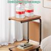 YUGXTH Mobile Overbed Table with 360 Wheels, 2-Tier Side Table with Storage Bag, Over The Couch Table, Works As Bar Tables, Dining Tables(White) view 3