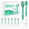 Litlcutie 12 Pack 5 in 1 Disposable Mini Toothbrushes with Toothpaste, Floss, Pick & Tongue Scraper, Individually Wrapped, Portable Toothbrush Travel Set for Kids Adults, Green Tea Flavor view 1