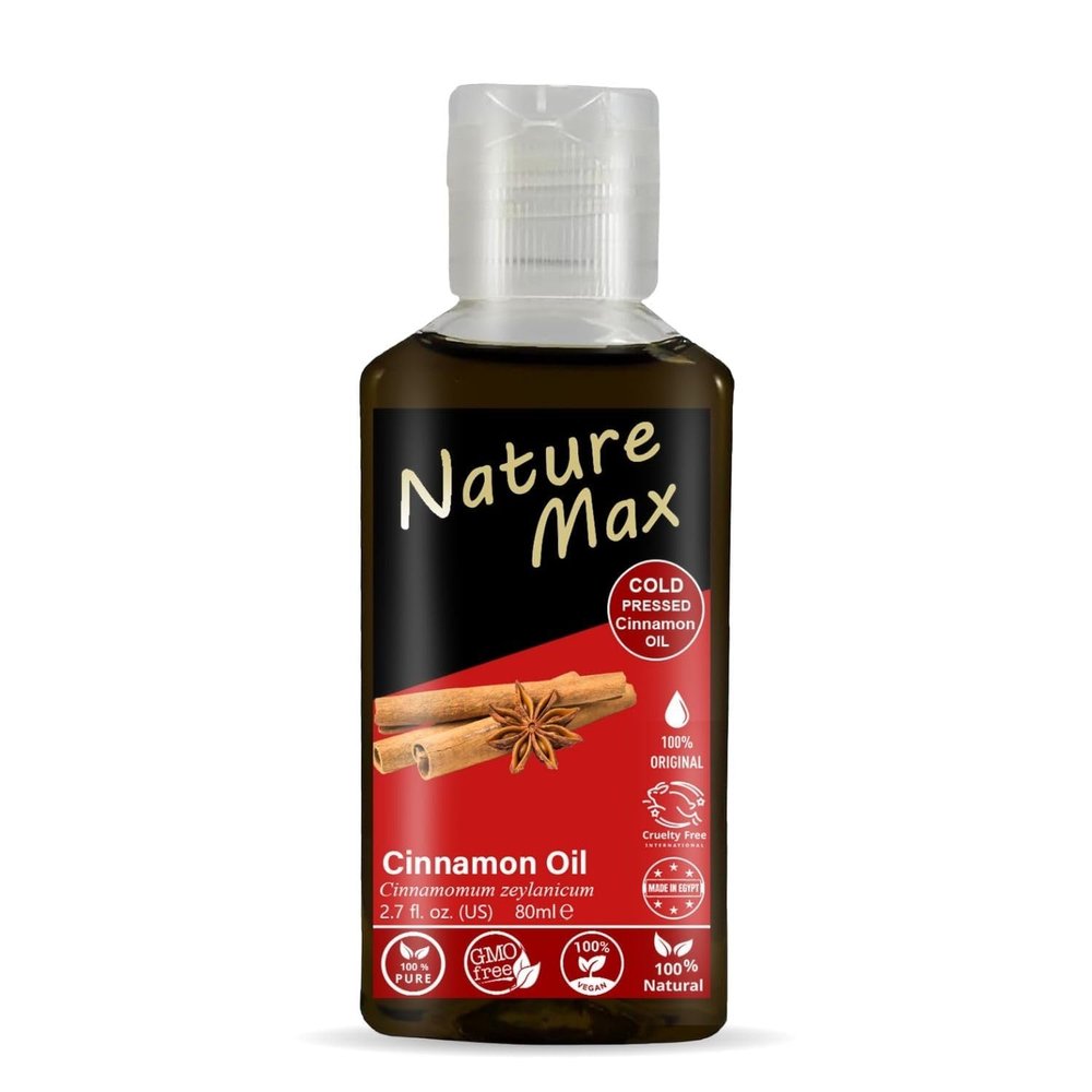 Nature Max Cinnamon Oil Pure Natural Cold Pressed Concentrated Crude Perfect Fresh For Hair Skin Cooking No Gmo No Additives Kosher Halal (1 Pack = 2.70 oz / 80 ml)