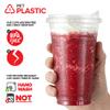 24 oz Clear Plastic Cups with Lids Disposable, Togo Drinking Cup with Strawless Sip Lid for Smoothie, Cold Brew Iced Coffee, Lemonade, Ice Latte, Boba, Party Drinks, Bulk, 24 Ounce (Set of 500) view 3