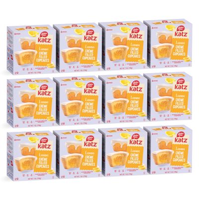 Katz Gluten Free Lemon Creme Filled Cupcakes. Free of Dairy, Peanuts, Tree Nuts, and Sesame. Kosher Snack, 7oz (12Pk)