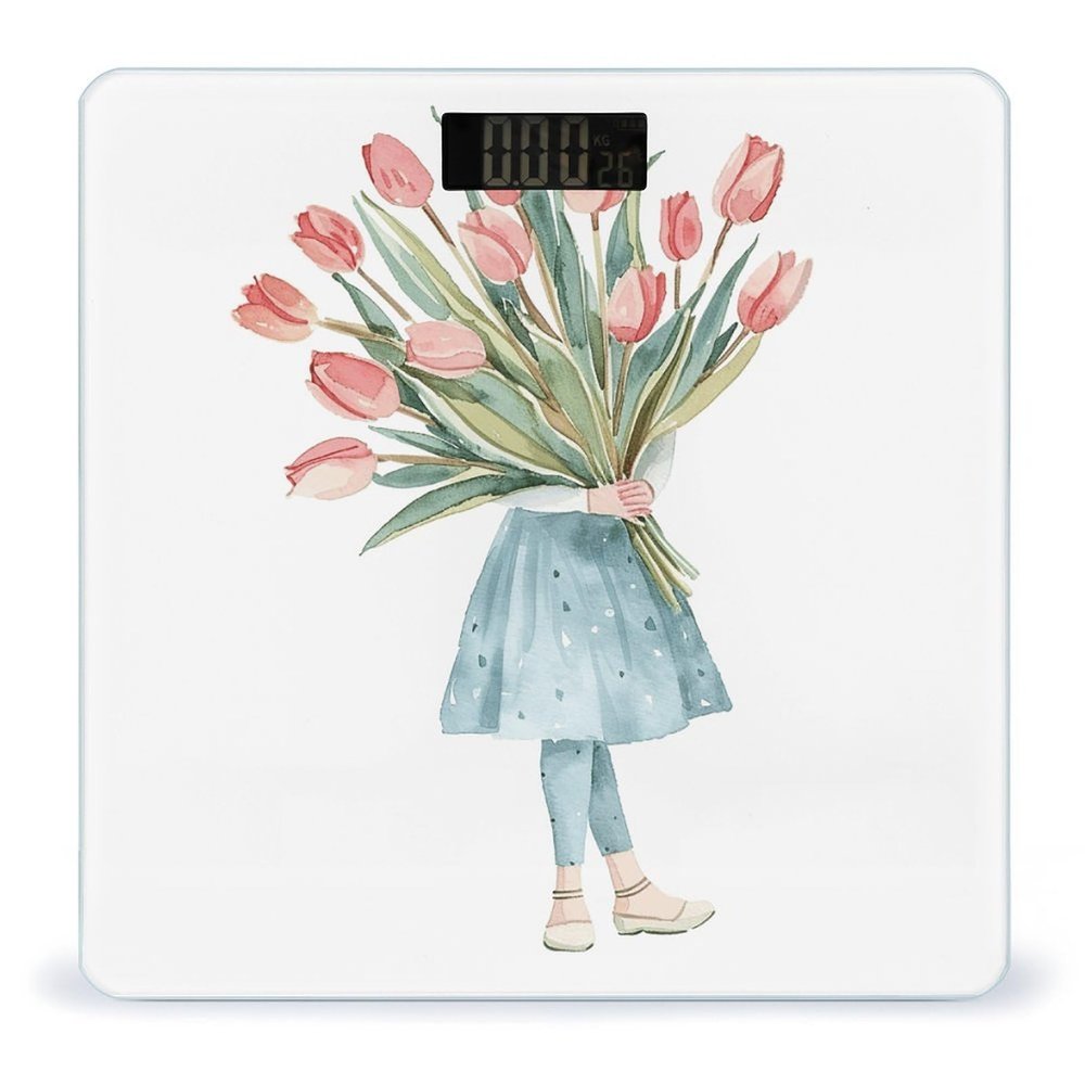 A Big Bouquet of Tulips Scale for Body Weight Sturdy Tempered Glass Weighing Scales with LCD Display Accurate Digital Bathroom Scale Convenient Body Fat Smart Scales Easy Read