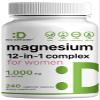 12in1 Magnesium Complex for Women 1,000 mg, 240 Vegetarian Capsules | Magnesium Glycinate, Citrate, Malate, Taurate, Orotate, Oxide & More | Chelated & Purified for Better Absorption view 1